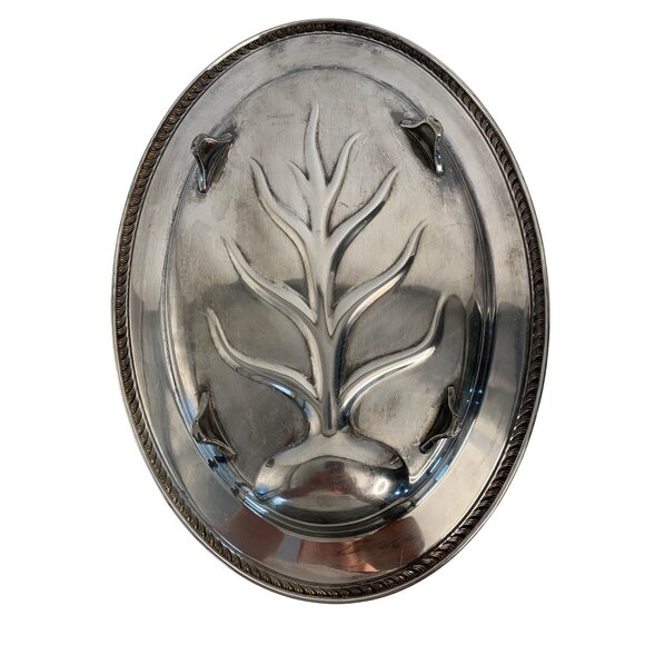 VTG Wm Rogers 810-16 Silver Plated Oval Tree of Life Platter 8922 Serving - Picture 4 of 9
